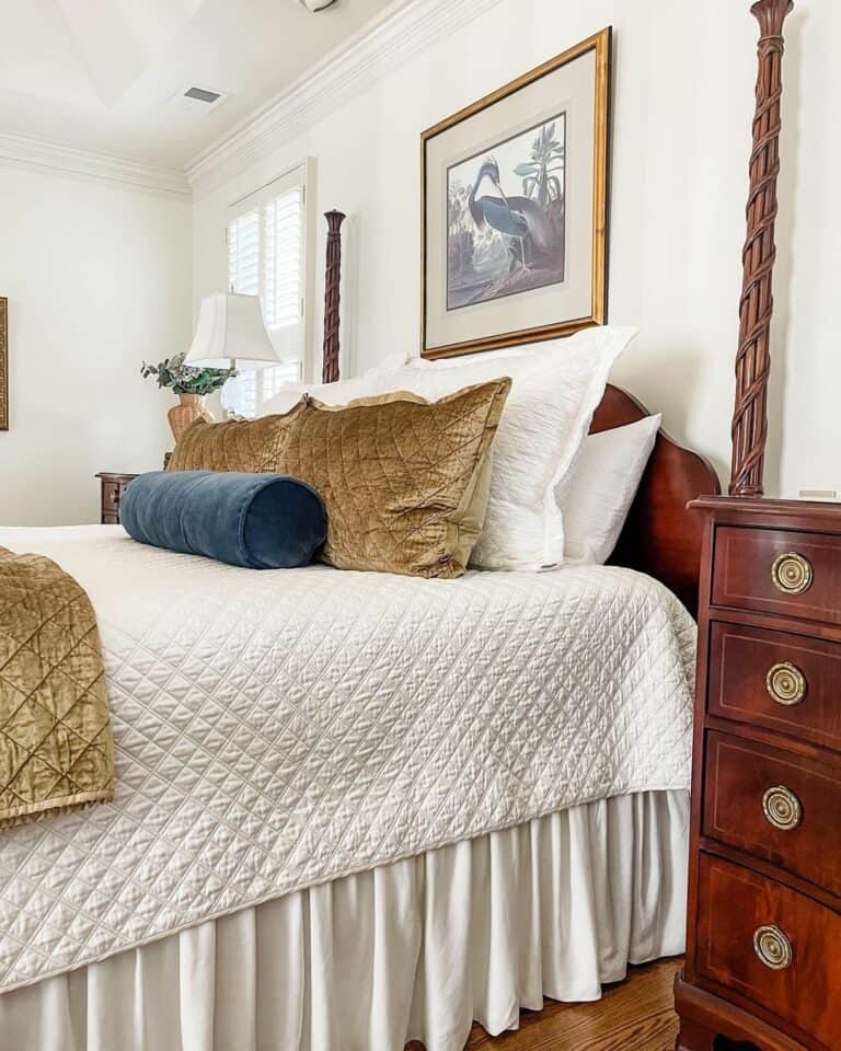 Gold Coverlet on White Bedspread