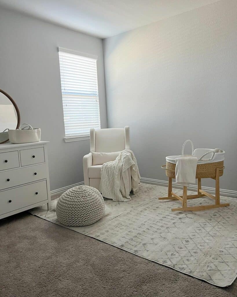 Gray Baby’s Room with White Furniture