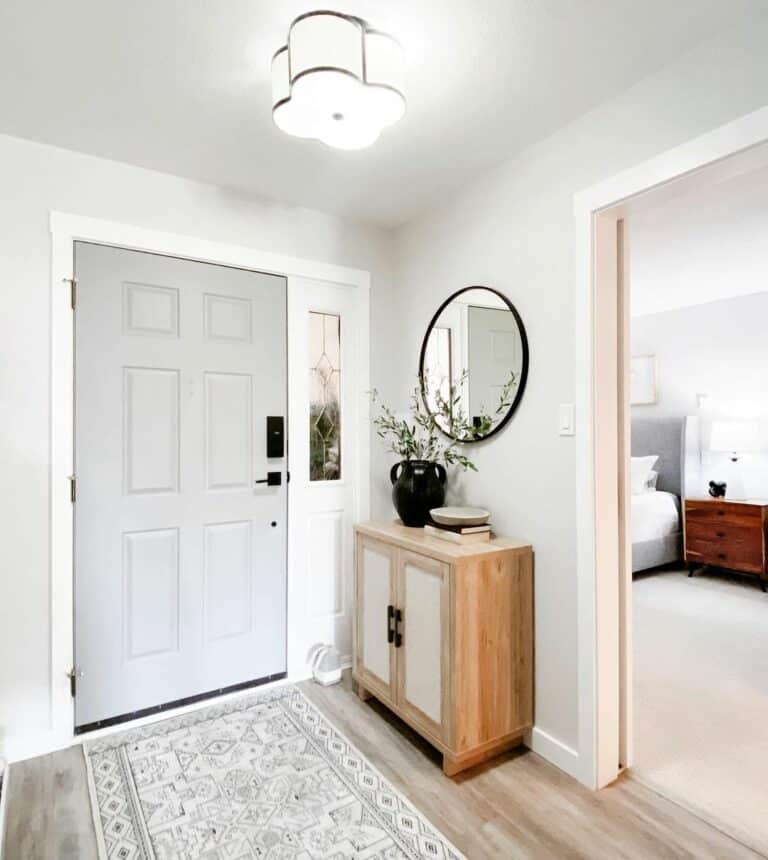 Gray Door with White Trim Molding