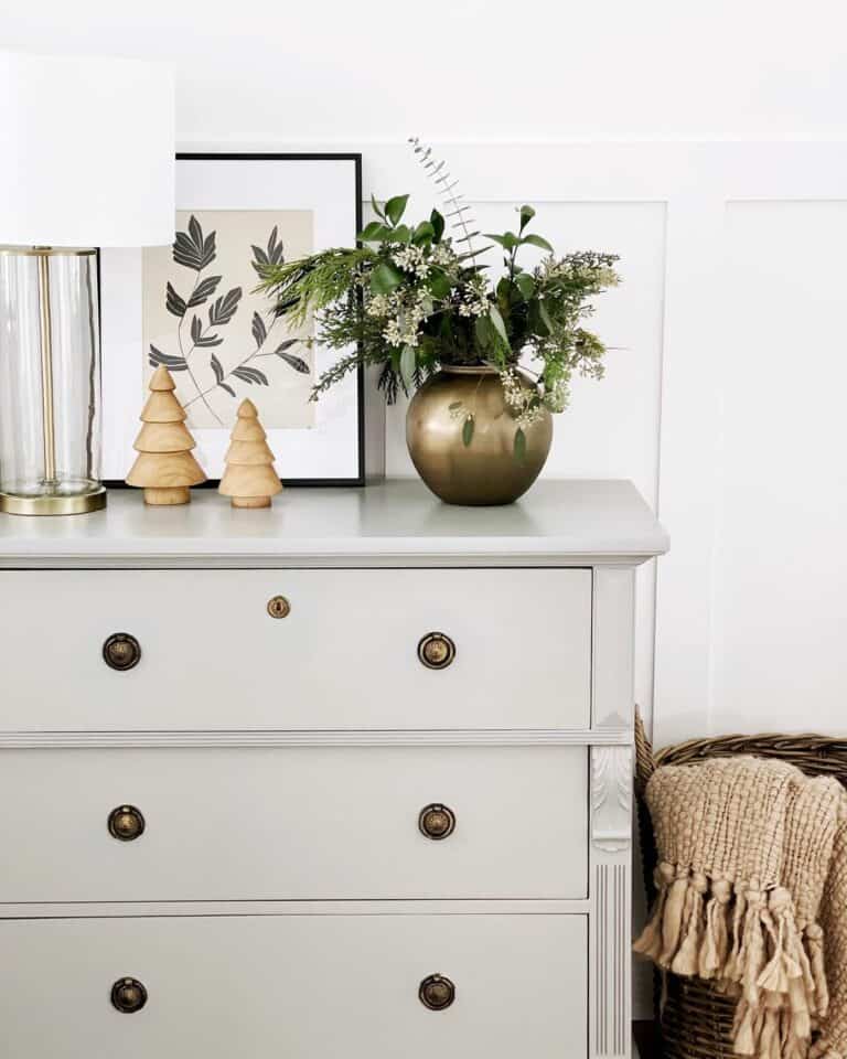 Gray Dresser Decorated for Winter