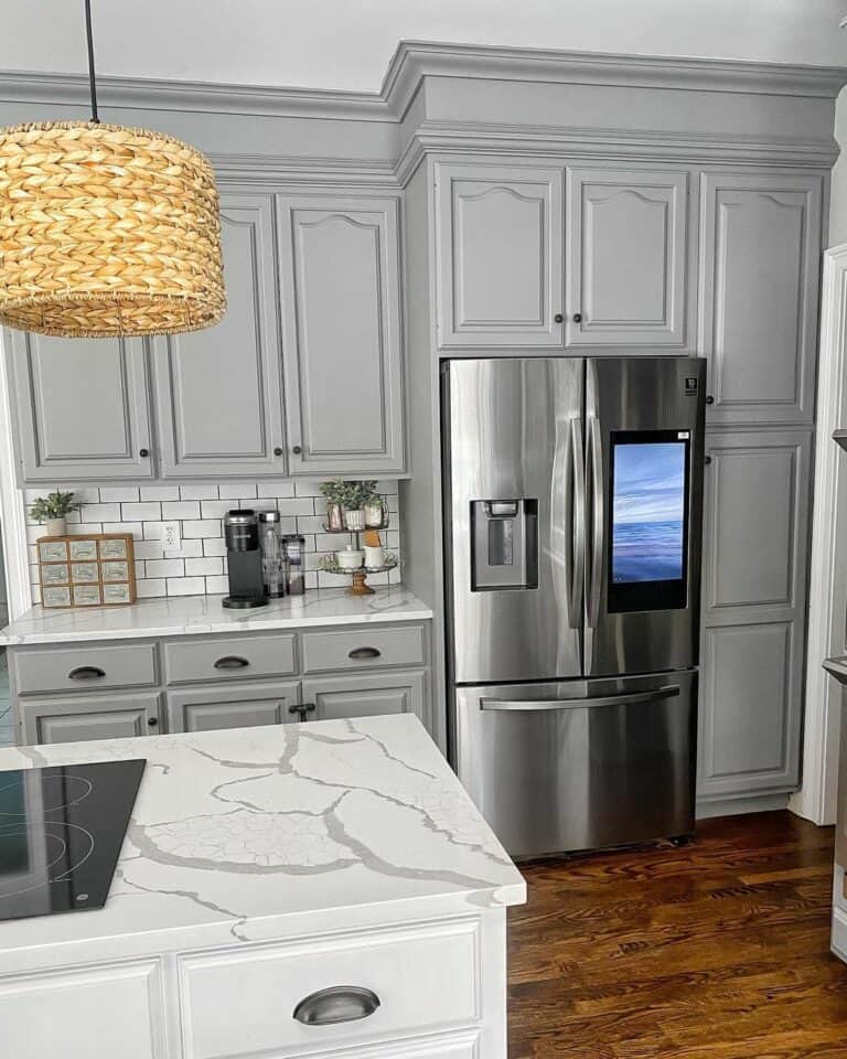 Gray Floor to Ceiling Kitchen Cabinets