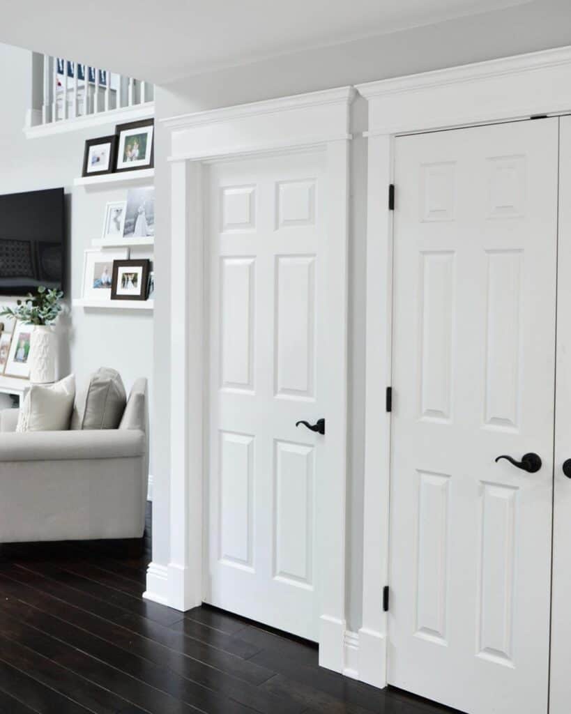 Gray Hallway with White Doors