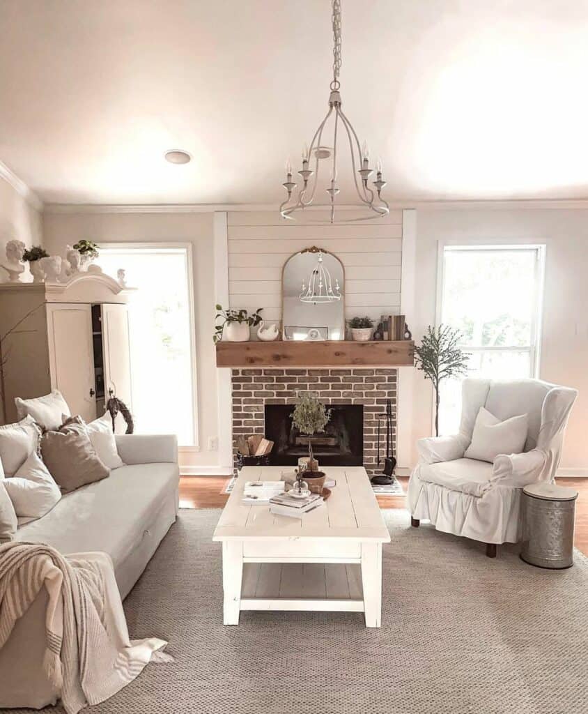 Gray Living Room with Bell Chandelier