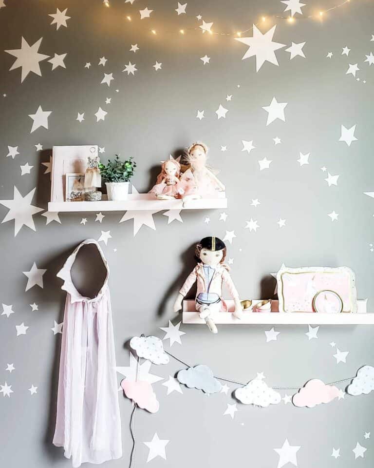 Gray Nursery Wall with Star Decals