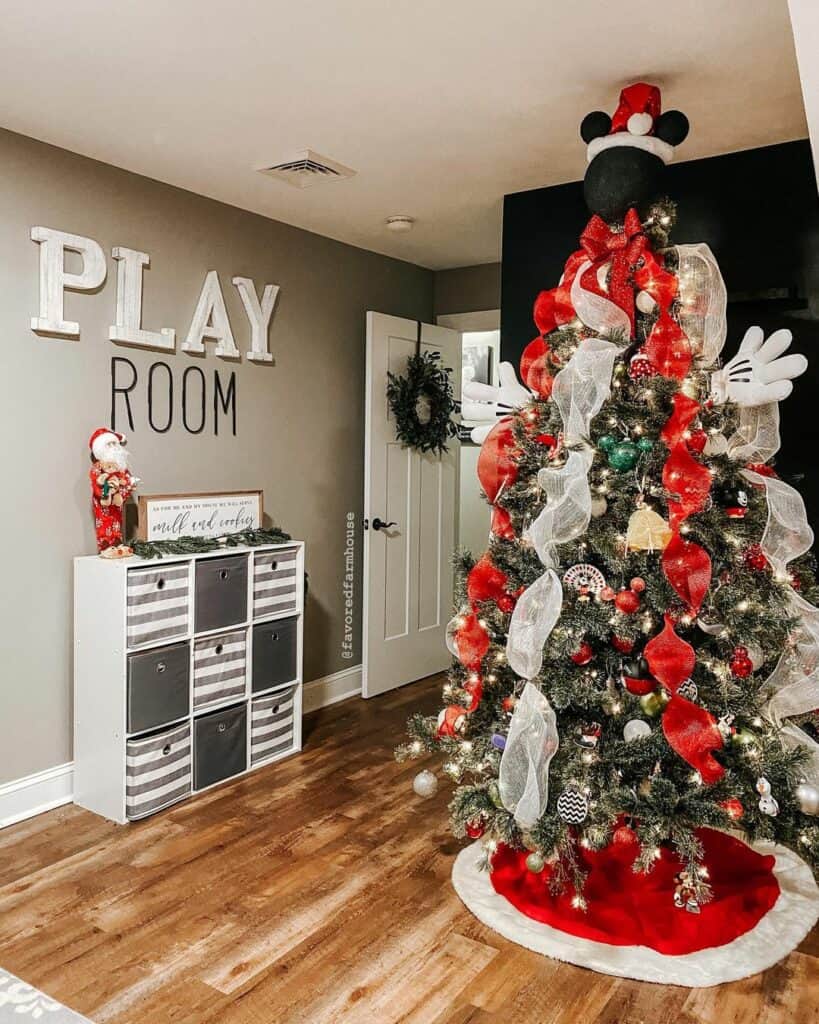 Gray Playroom with Christmas Décor