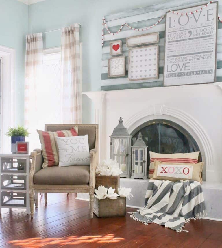 Gray and White Striped Living Room