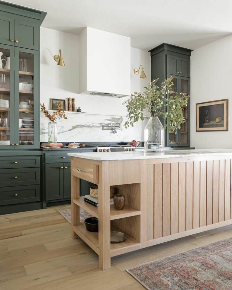 Green Cabinetry in Neutral Kitchen