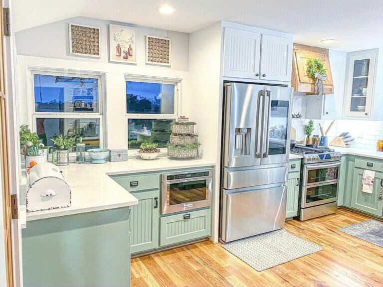 Green Cabinets With Beaded Cabinet Doors