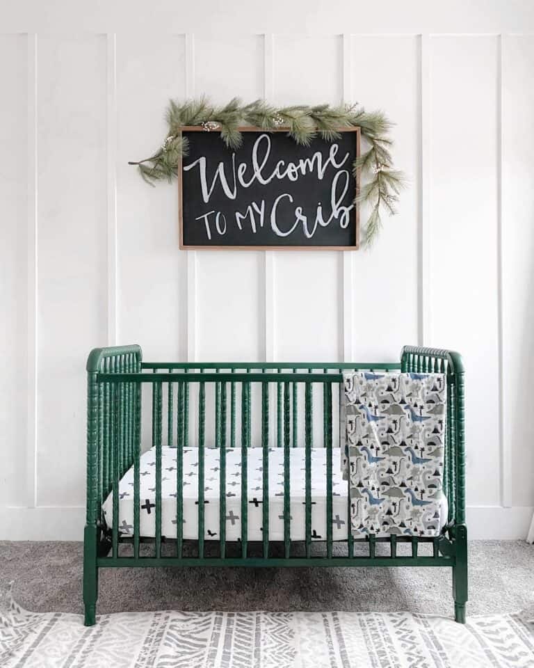Green Crib in a White Nursery