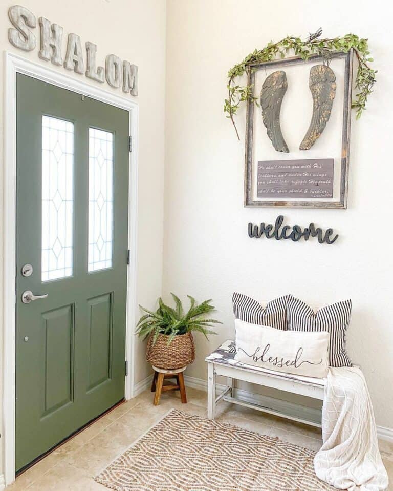 Green Front Door and Entryway Wall Décor