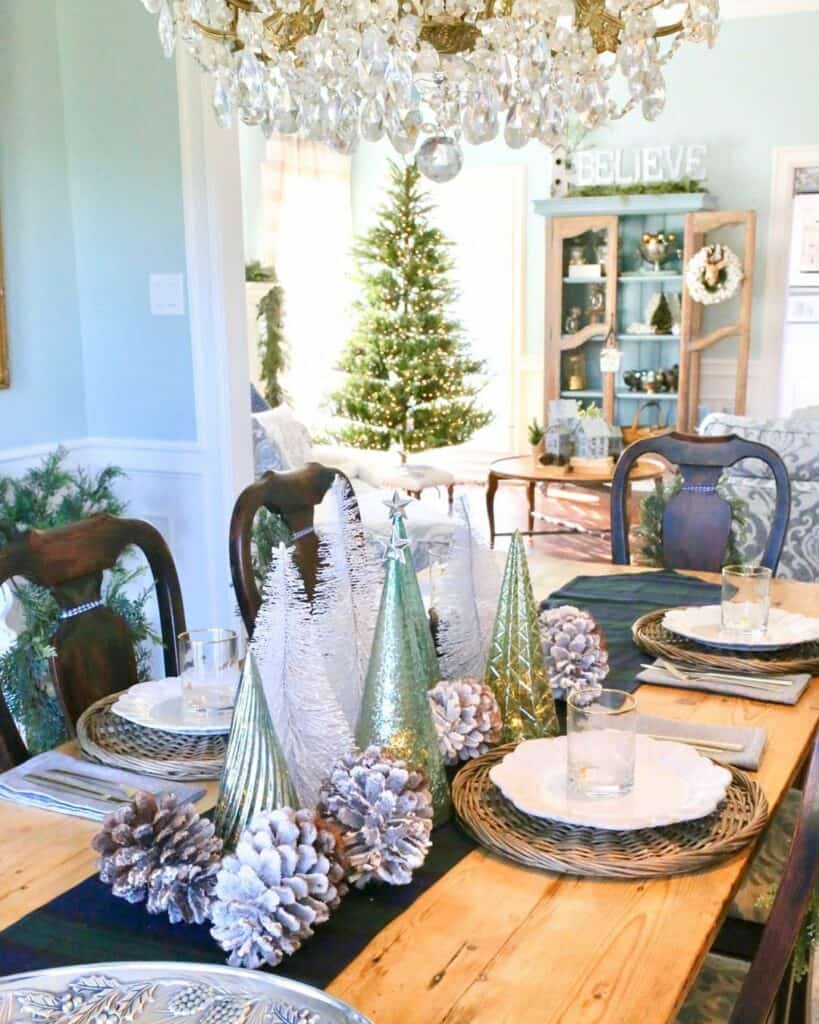 Green and Silver Dining Table Centerpiece