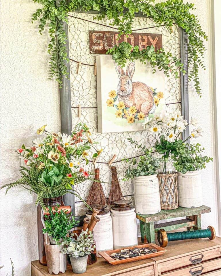 Greenery Wall Decor on Clothespin Collage Board