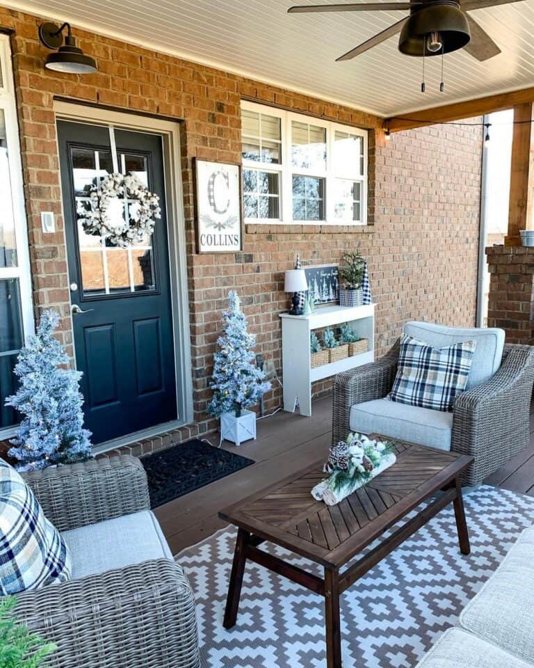 Grey Patterned Winter Porch Décor