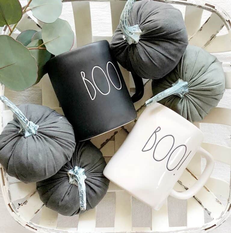 Halloween Basket with Fabric Pumpkins