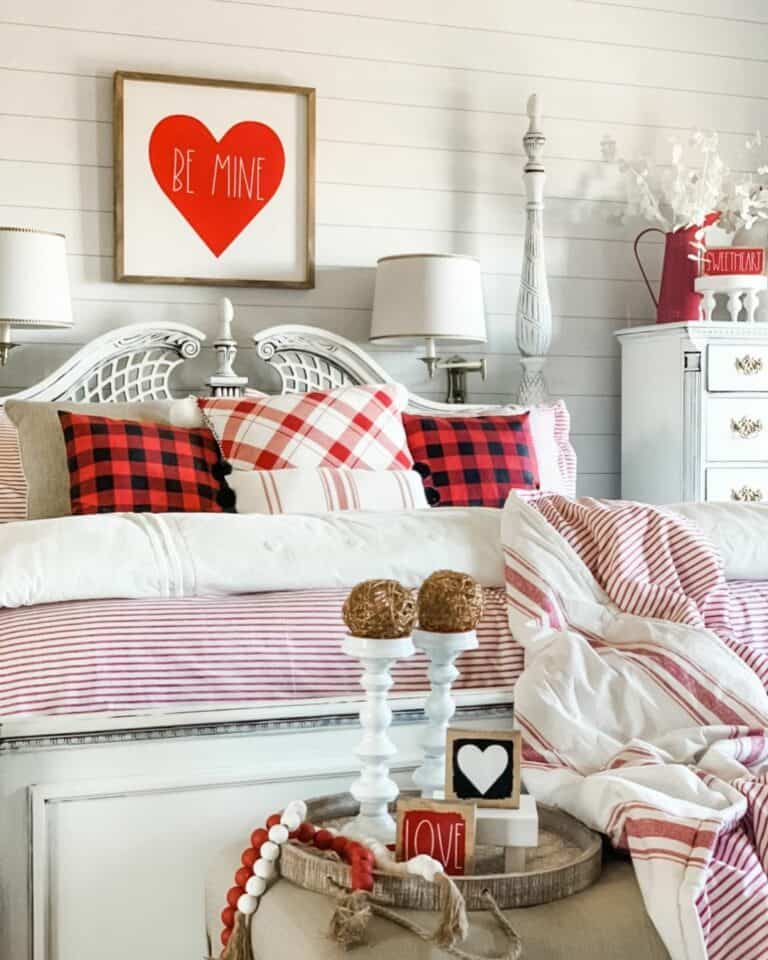 Heart-Themed Red and White Bedroom