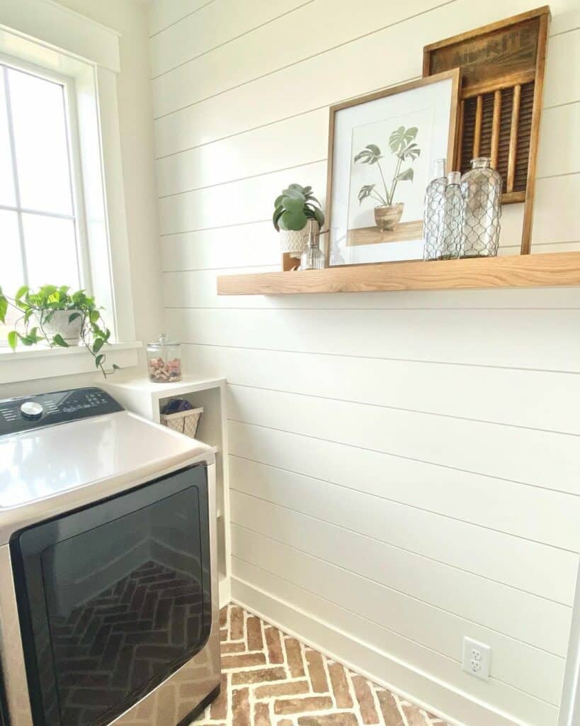 Herringbone Brick Laundry Room Floor