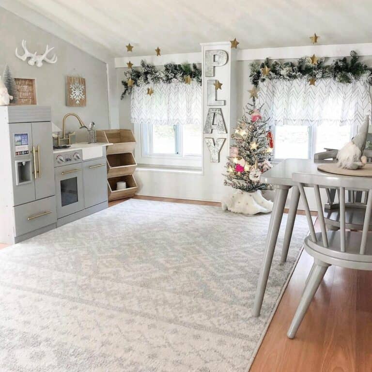 Hints of Christmas in Gray Playroom