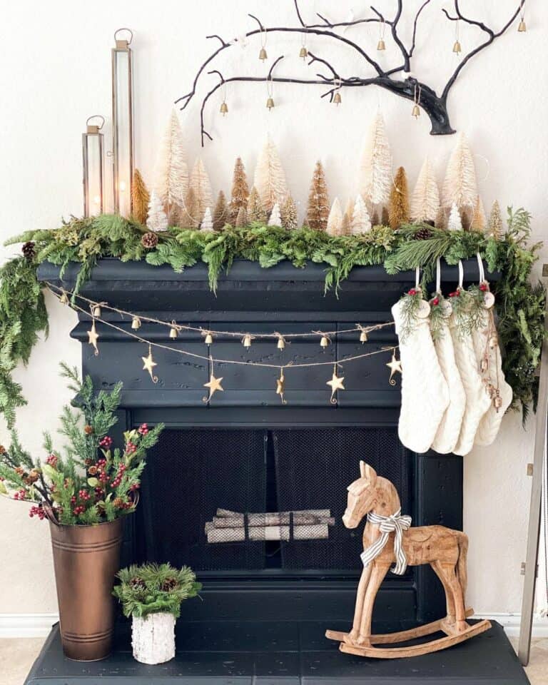 Holiday Décor Ideas For Black Fireplace