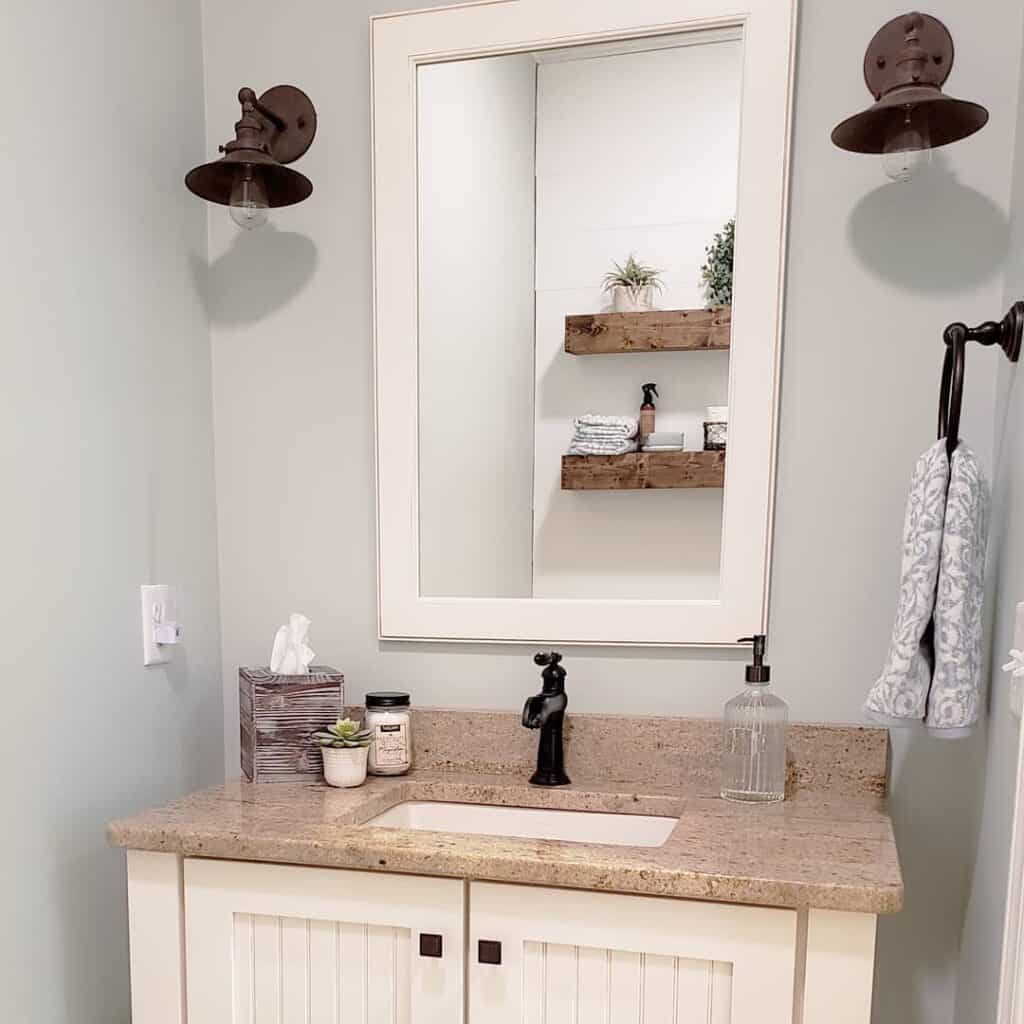 Ivory Beadboard Washstand for Powder Room