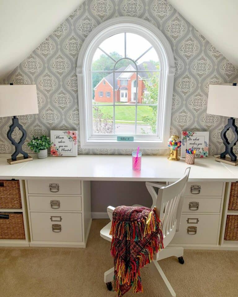 Kid's Crafting Room With Farmhouse Wallpaper