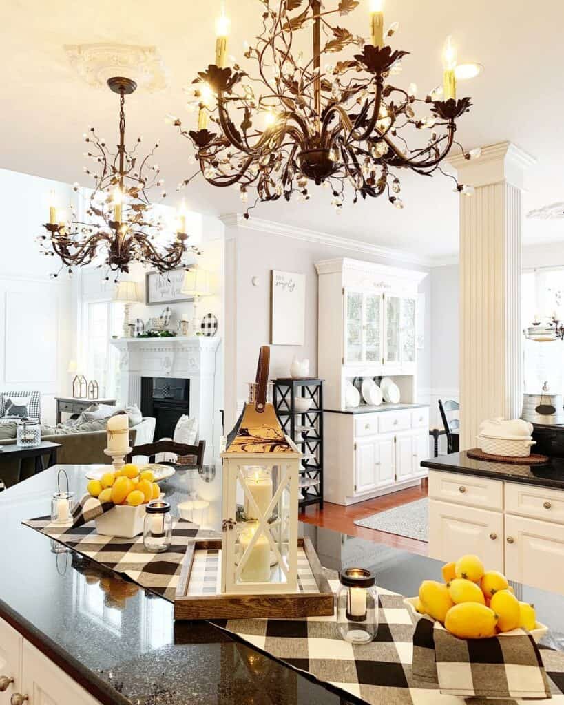 Kitchen Chandeliers with Leaf Embellishments
