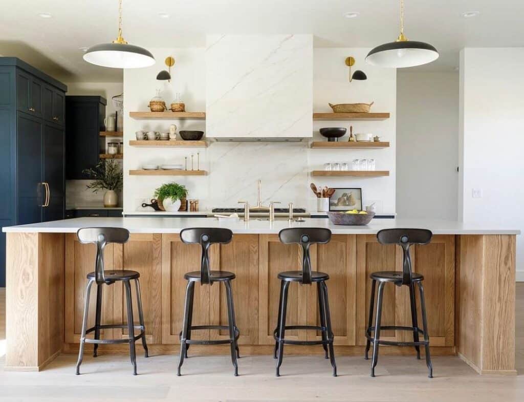 Kitchen Pendant Lights with Floating Shelves