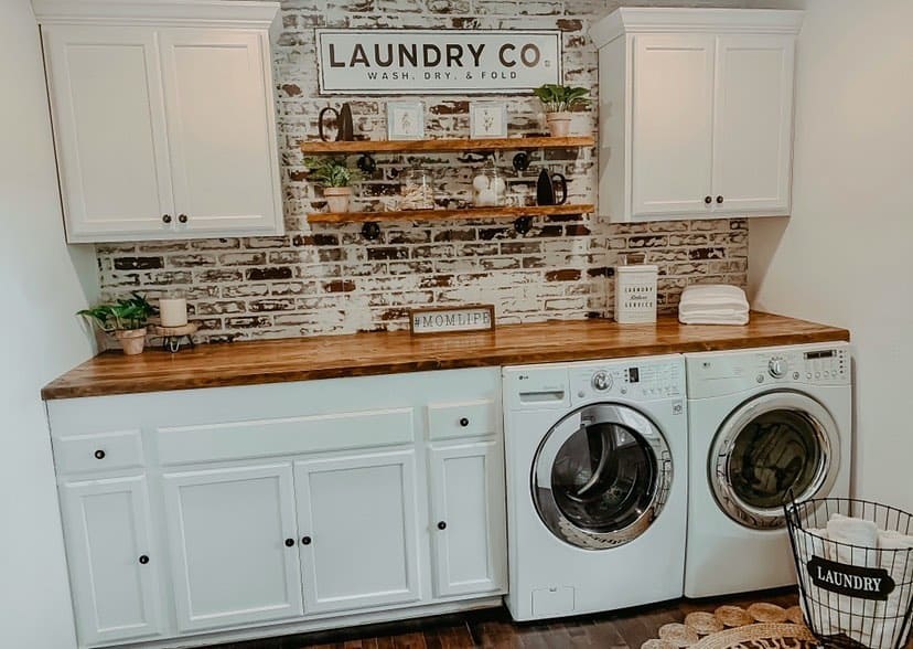 Laundry Room Sign on a Red Brick Wall