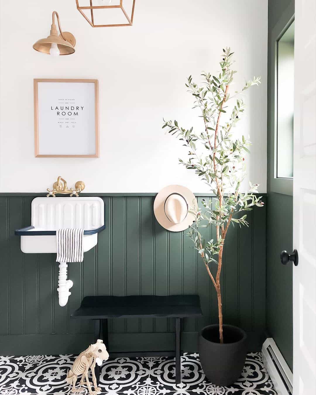 Laundry Room Wall with Green Beadboard Paneling Soul & Lane