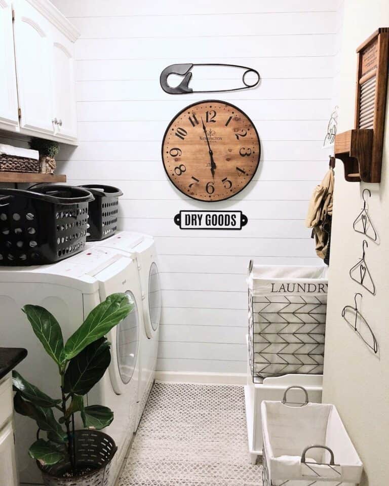 Laundry Room with White Washer and Dryer