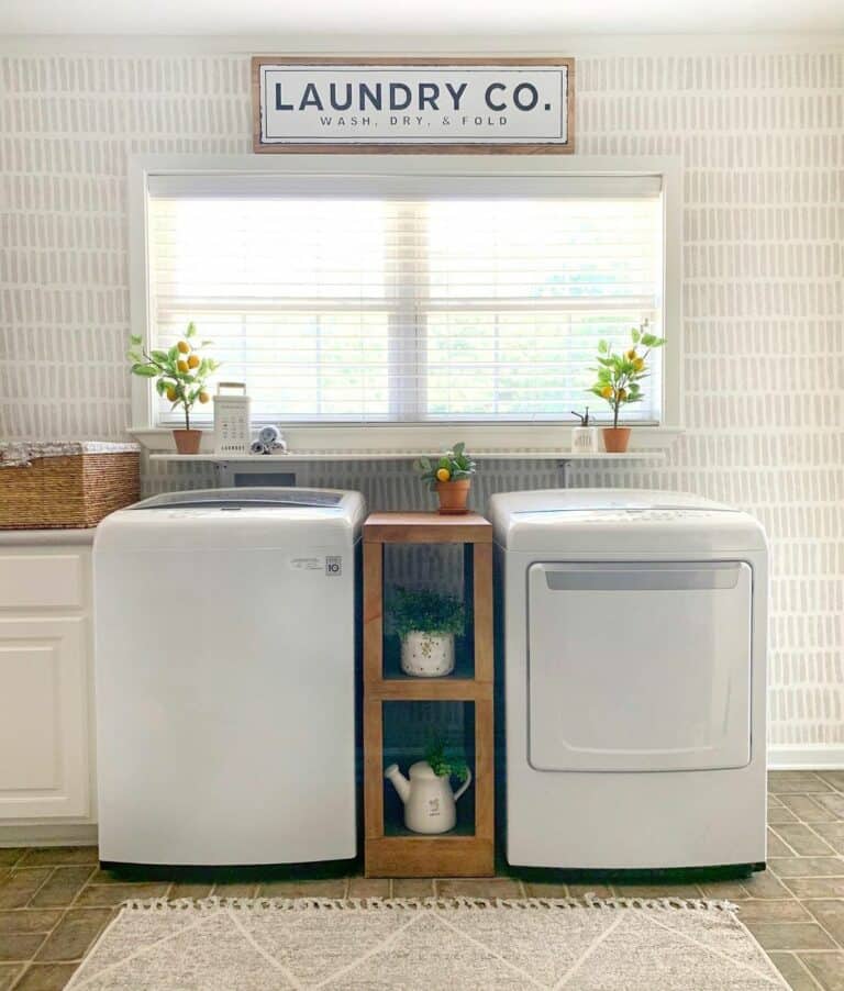 Laundry Room with Wood Frame Laundry Sign