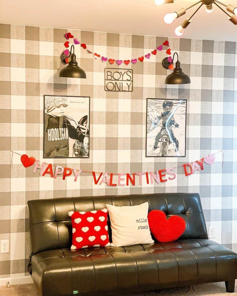 Leather Sofa and Valentines Décor