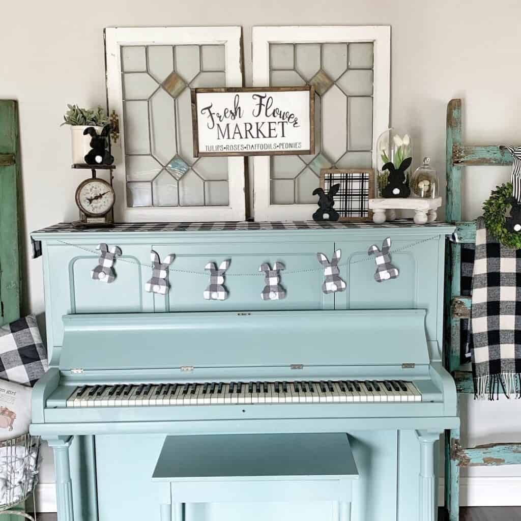 Light Blue Piano with Bunny Décor