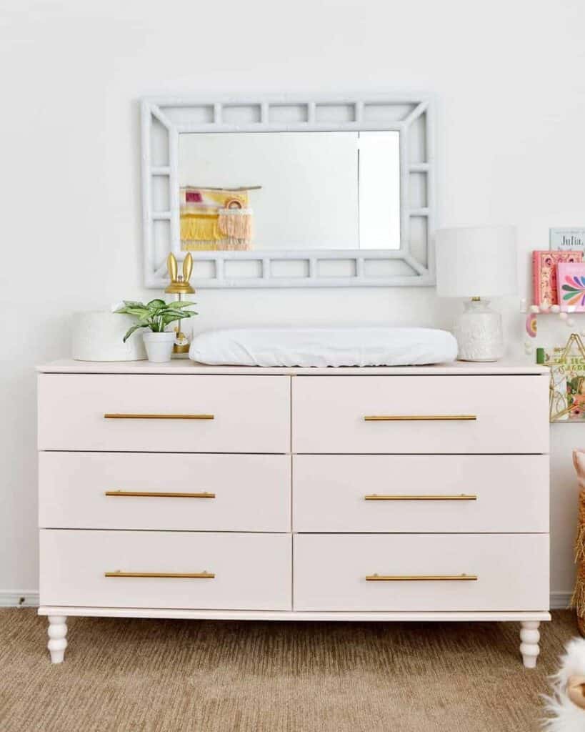 Light Pink Dresser with Changing Table Décor