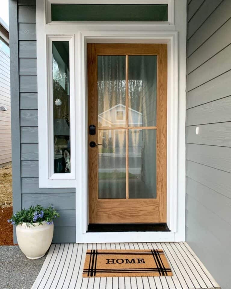 Light Wood Door with White Trim
