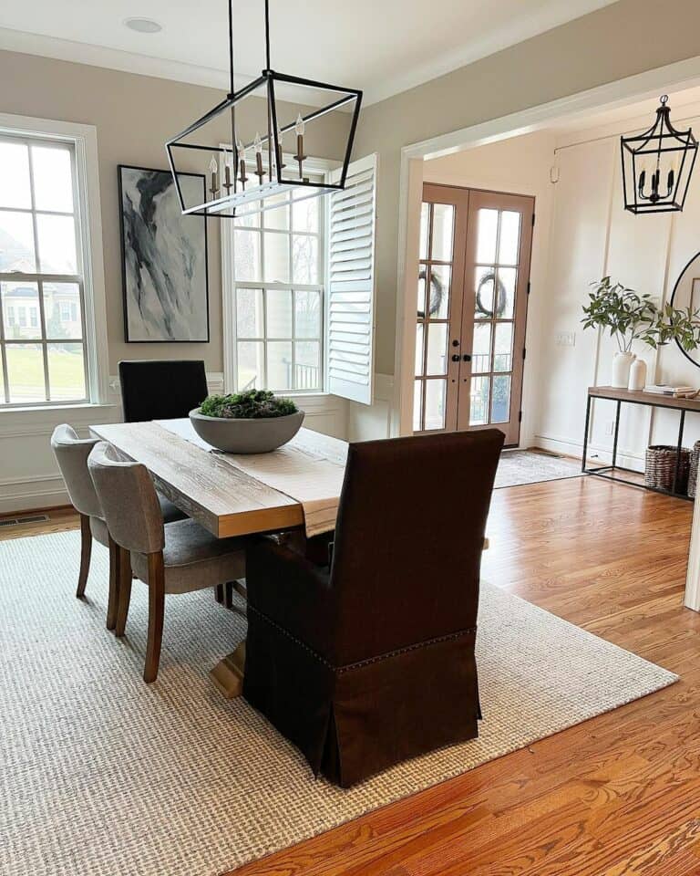 Matching Black Dining Room and Entryway Chandeliers