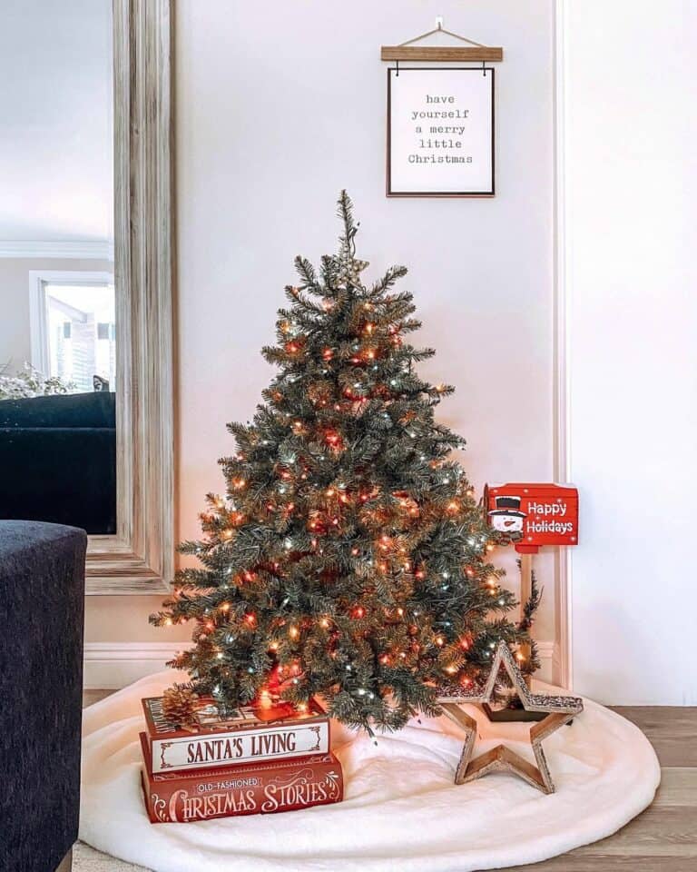 Miniature Christmas Tree with Farmhouse Christmas Décor
