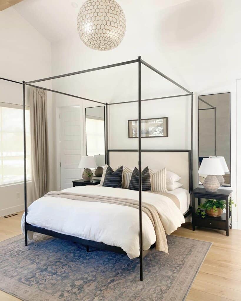 Mirror Behind Nightstand Ideas and Canopy Bed