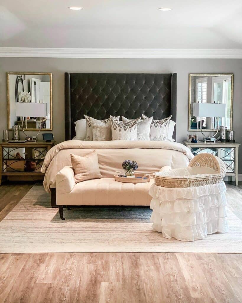 Mirrored Nightstands in Ruffled Bedroom Soul & Lane