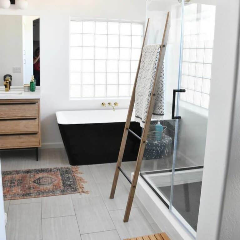 Modern Bathroom Window Ideas with Wood Accents