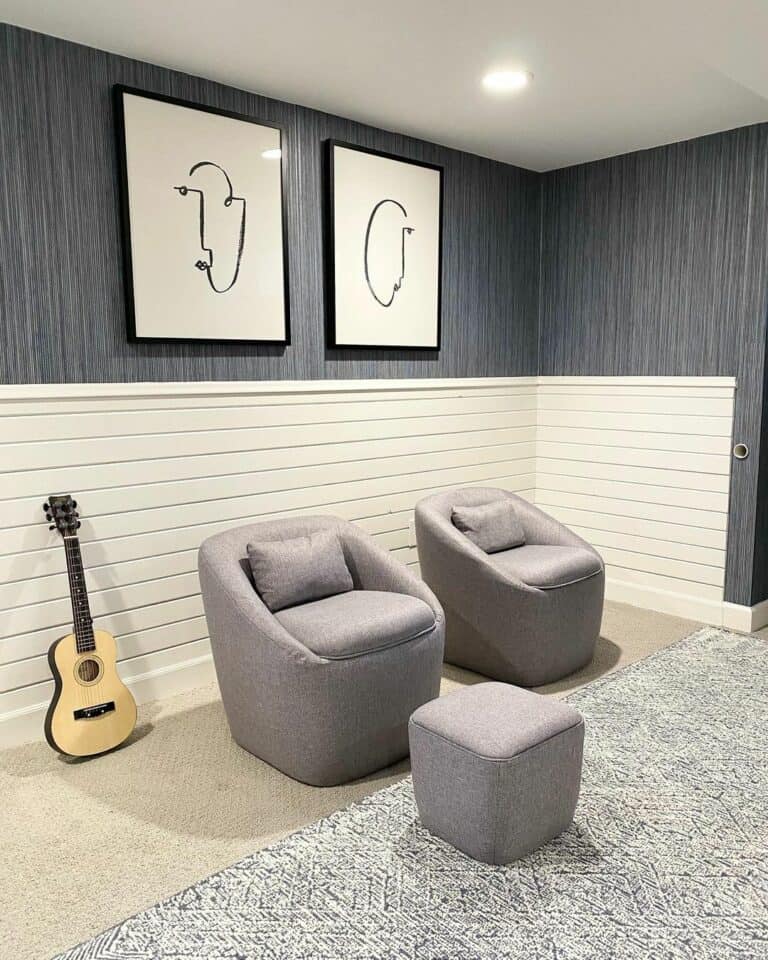 Modern Charcoal Wallpaper In Playroom