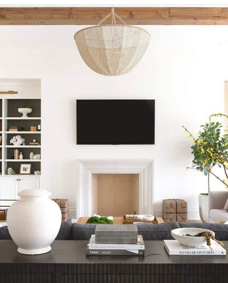 Modern Faux Fireplace with a Plain White Wall
