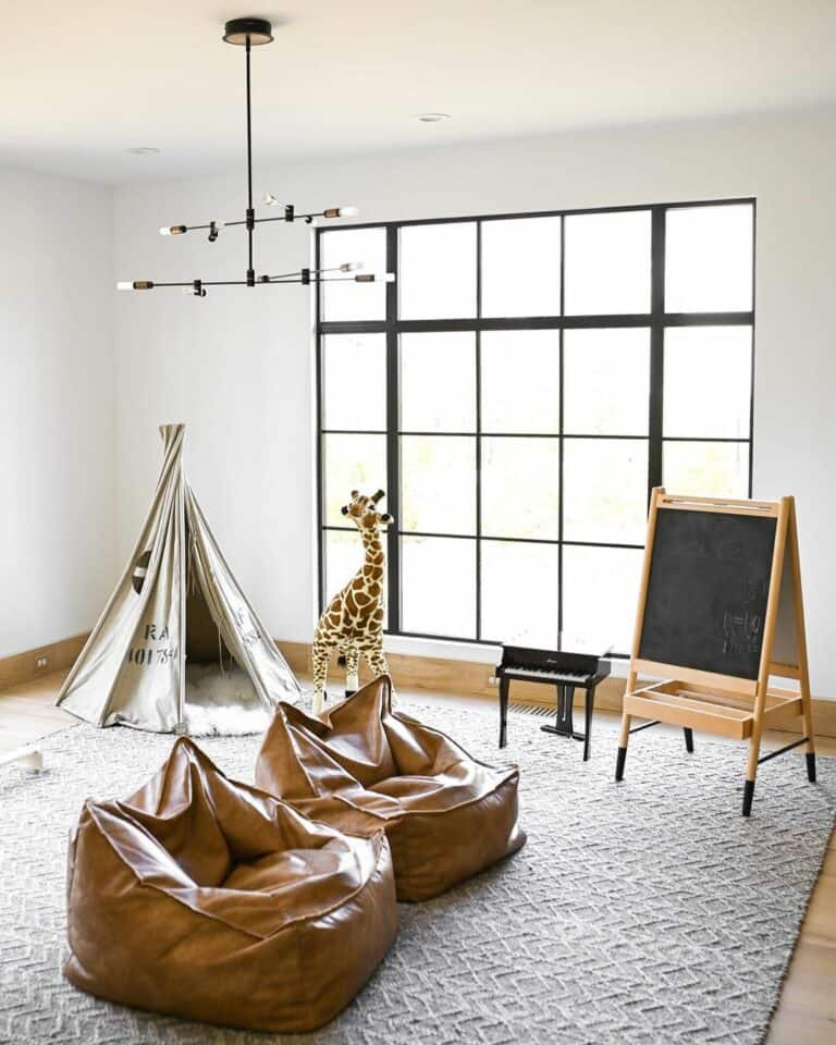 Modern Playroom with Leather Beanbag Chairs