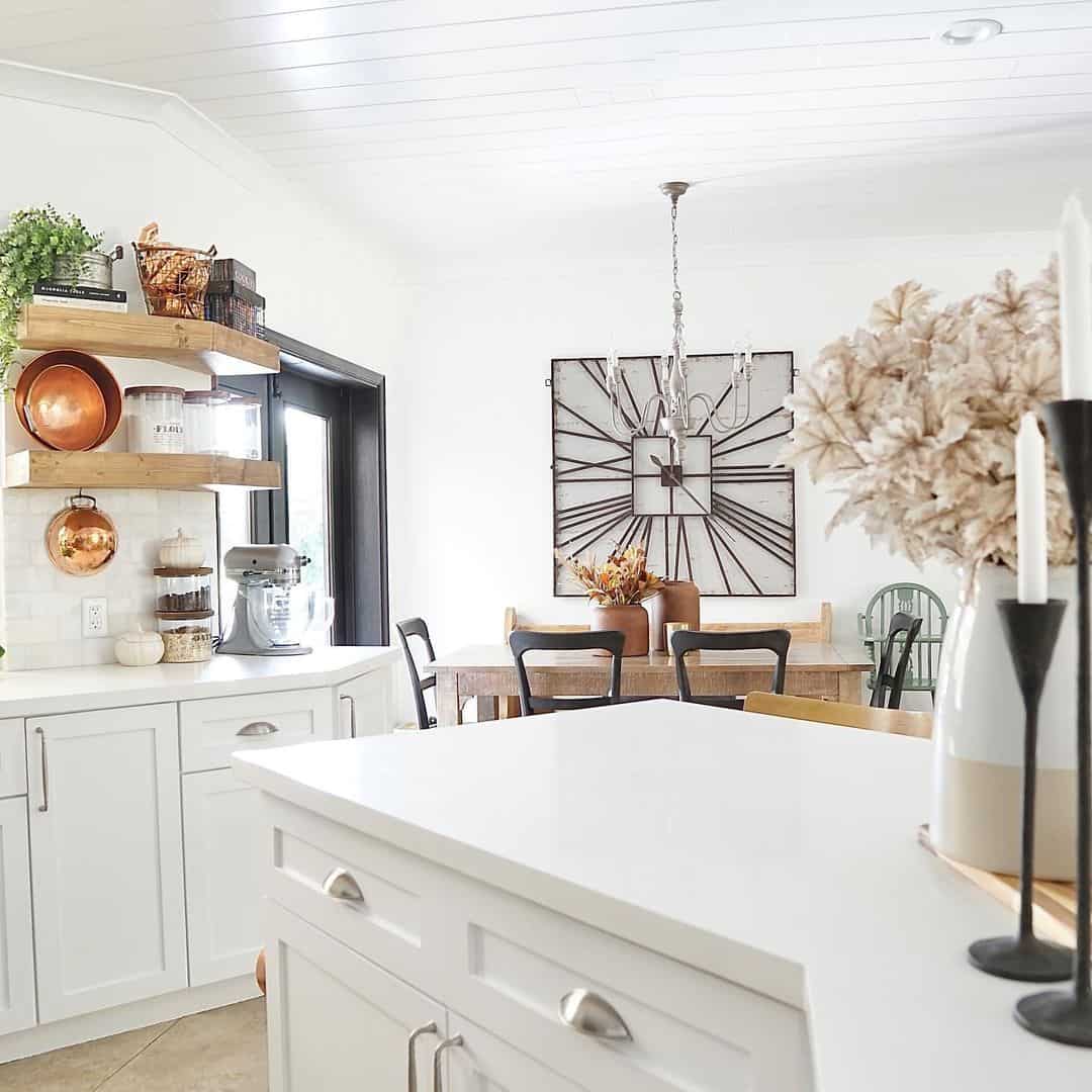 Modern Shiplap Ceiling Kitchen with an Angled Island - Soul & Lane
