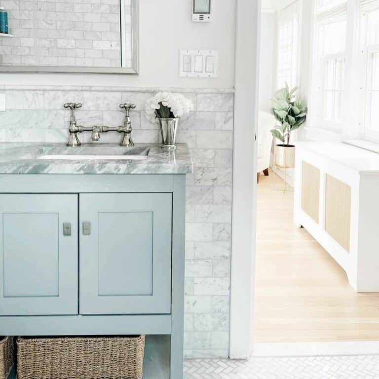 Natural Grey Stone and Blue Grey Bathroom Vanity