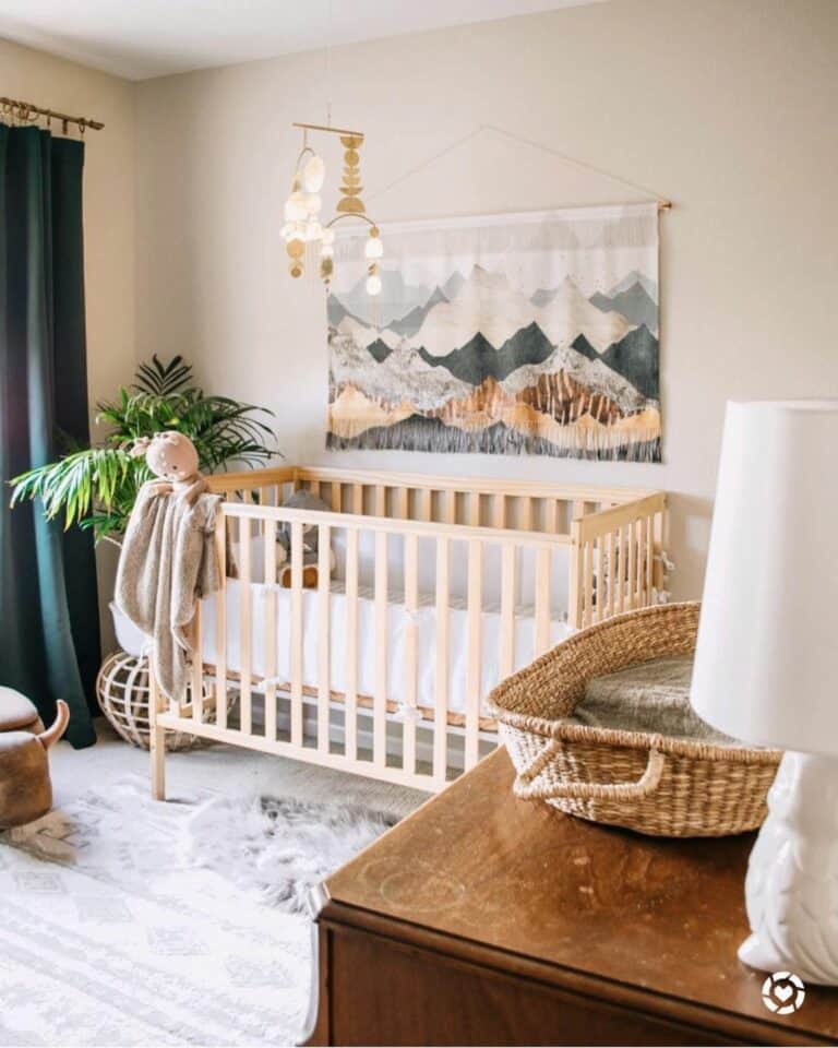 Natural Nursery with Wood and Green Décor