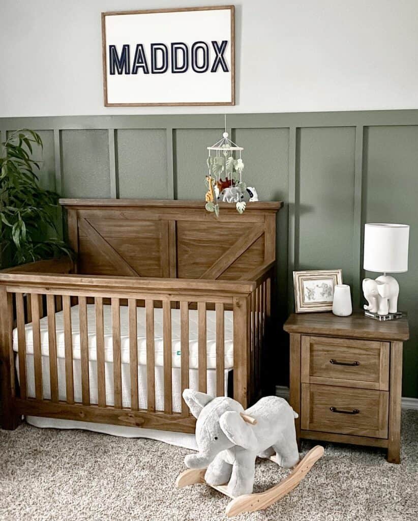 Nature-Inspired Nursery with Wood Accents