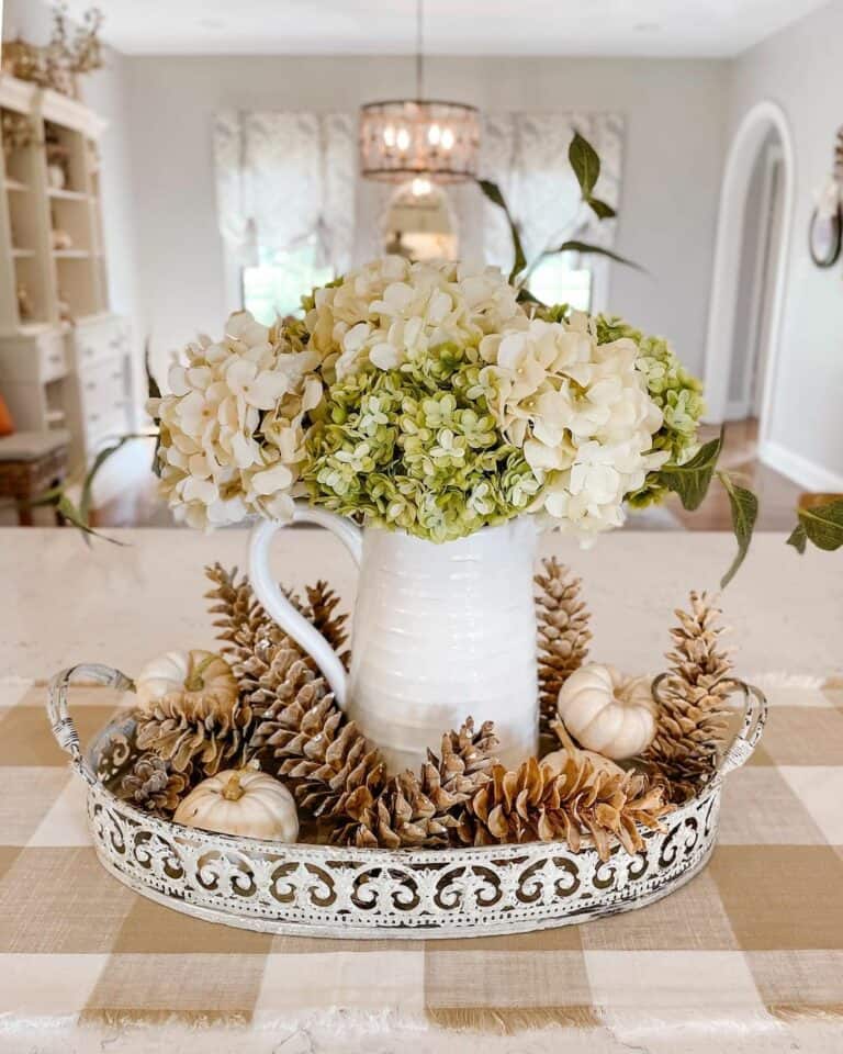 Neutral Beige and White Centerpiece