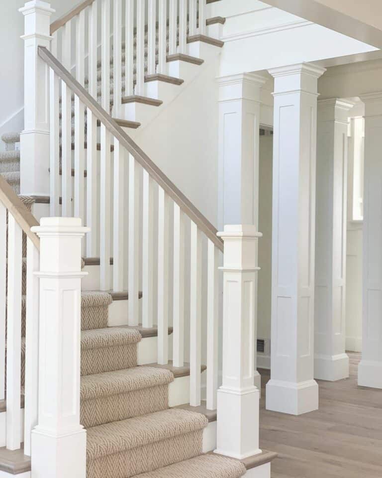 Neutral Staircase Surrounded by Columns