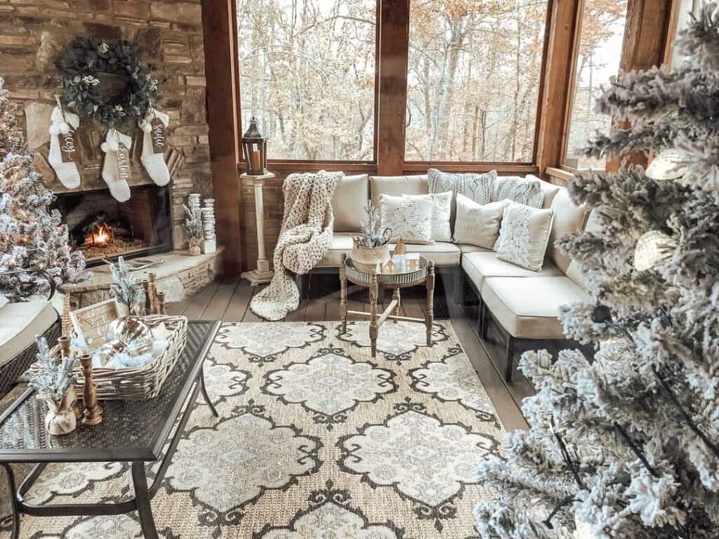 Neutral Winter Wonderland for a Vintage-Inspired Living Room