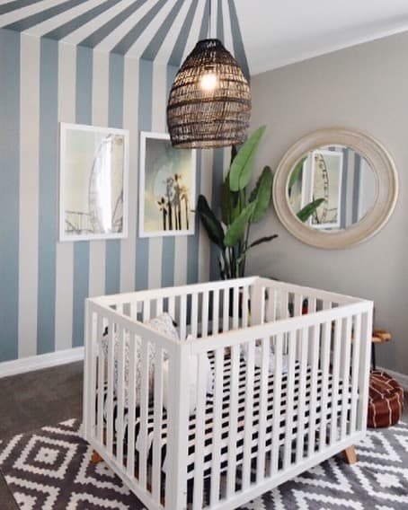 Nursery with Stripped Wall Feature Wall
